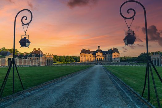 Chateau de Vaux-le-Vicomte at sunset. The place is famous for its candle nights