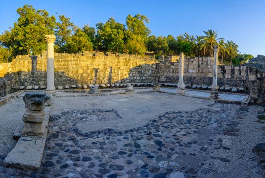 View of the remains of the Public latrine, in the ancient Roman-Byzantine city of Bet Shean (Nysa-Scythopolis), now a National Park. Northern Israel