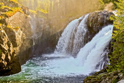 The most beautiful waterfall in Europe. Rjukandefossen in Hemsedal, Buskerud, Norway.