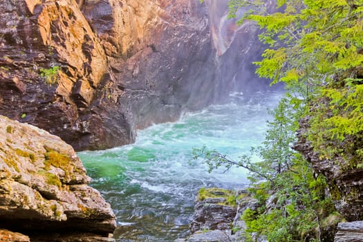 The most beautiful waterfall in Europe. Rjukandefossen in Hemsedal, Buskerud, Norway.