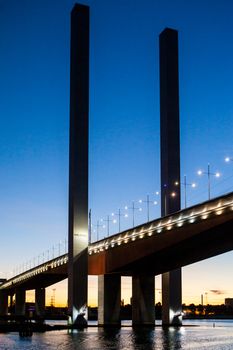 Melbourne, Australia - 17 December 2013: The Bolte Bridge crossing the Yarra River at sunset in Melbourne, Victoria, Australia