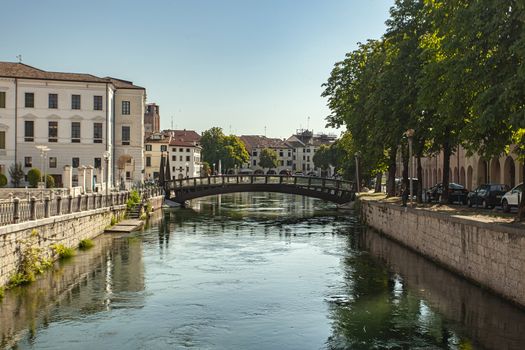 Landscape of Buranelli river in Treviso in Italy in a sunny day