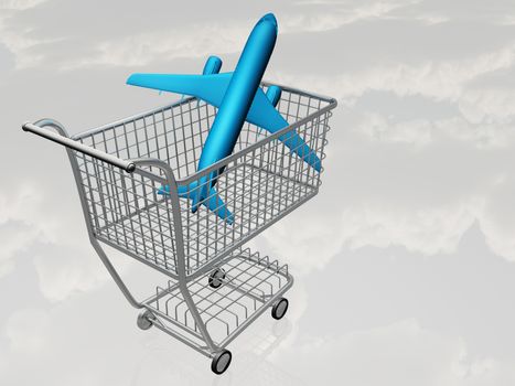 Plane in the basket. 3D rendering