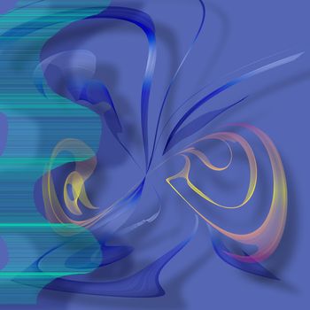 Abstract forms. Background in blue colors. 3D rendering