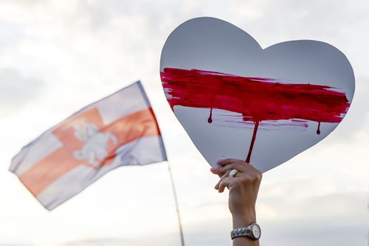 Symbol of Belarus protest. Heart in hand