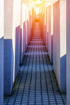 BERLIN, GERMANY - MARCH 26, 2017: View of Jewish Holocaust Memorial museum in daylight at 26 March 2017, Berlin, Germany