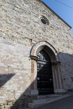 montefalco,italy august 13 2020:Church of Sant'Agostino in the center of Montefalco