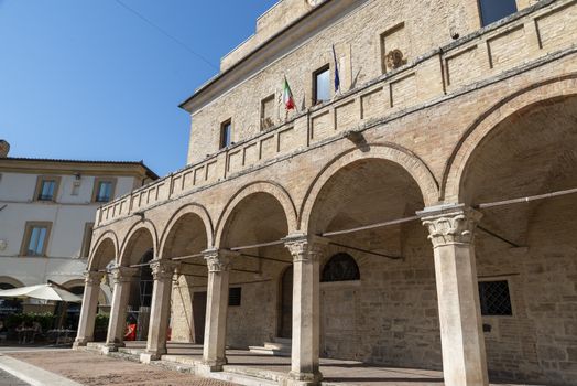montefalco,italy august 13 2020:Municipality of Montefalco in the center of the town