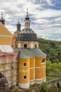 castle Vranov nad Dyji, Southern Moravia, View of the chapel situated on rock. Czech Republic