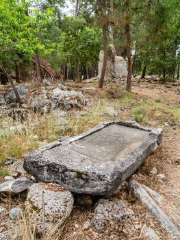 Ruins of Phaselis, Greek and Roman city on the coast of ancient Lycia. Architectural landmark near modern town Tekirova in the Kemer district of Antalya Province in Turkey.