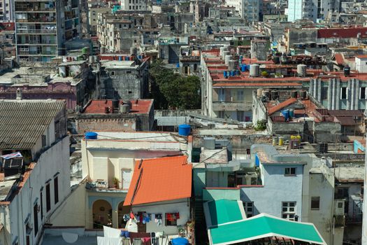 Havana, Cuba - 8 February 2015: rooftops and urban sprawl view from bacardi building