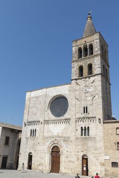 bevagna,italy august 13 2020:Parish church of San Michele Arcangelo in the center of Bevagna