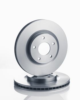 car brake discs on white background