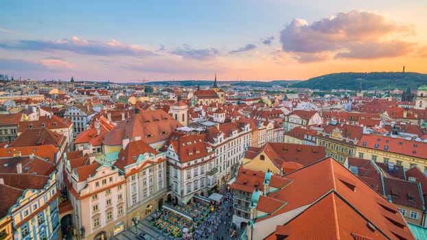Famous iconic image of  Prague city skyline in Czech Republic