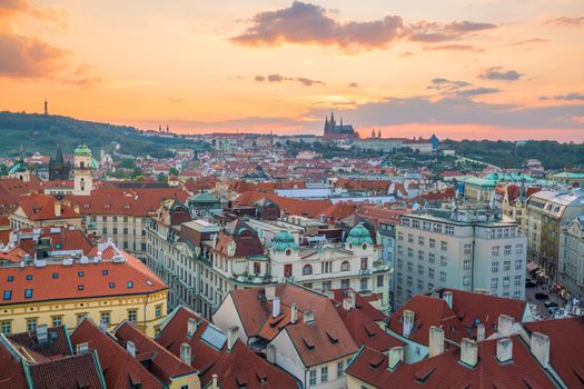 Famous iconic image of  Prague city skyline in Czech Republic