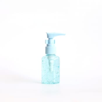 Alcohol cleansing hands gel bottle on isolated background