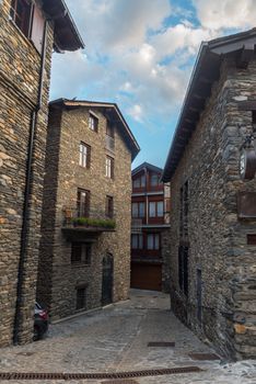 Ordino, Andorra: 26 August 2020: Cityscape in Ordino in the Valira del Orient river in Cami Ral in summer in Andorra.