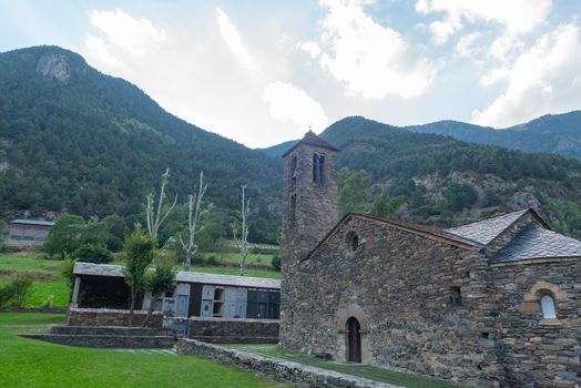 Church of Sant Marti de la Cortinada, Ordino, Andorra in Summer.