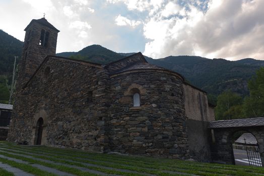 Church of Sant Marti de la Cortinada, Ordino, Andorra in Summer.