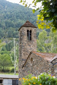 Church of Sant Marti de la Cortinada, Ordino, Andorra in Summer.