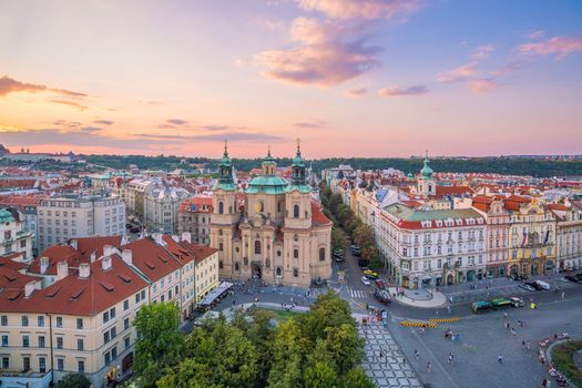 Famous iconic image of  Prague city skyline in Czech Republic