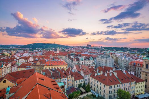 Famous iconic image of  Prague city skyline in Czech Republic