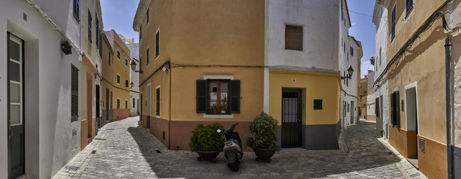 Panoramic view of traditional Ciutadella streets in Menorca