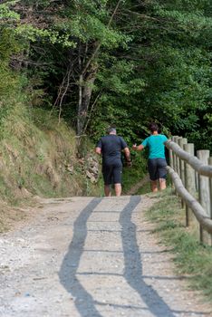 Ordino, Andorra: 26 August 2020: People enjoying the Valira del Orient river in Cami Ral in summer in Andorra.