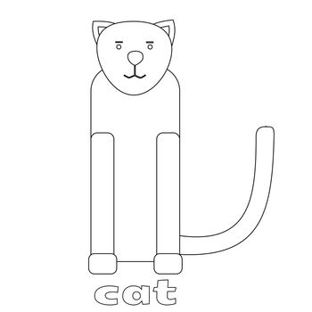 illustration of Cat cartoon - Coloring book.