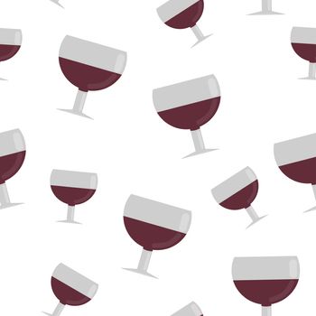 Seamless pattern from glasses of red wine. illustration in flat style