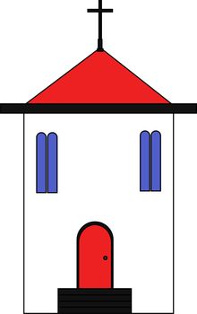 church with a red roof in flat style. illustration.