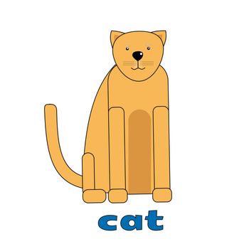 ginger cat card for english lessons. illustration.