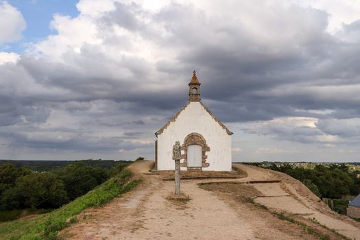 Chapel of Saint-Michel on tumulus Saint-Michel near Carnac in Brittany, France