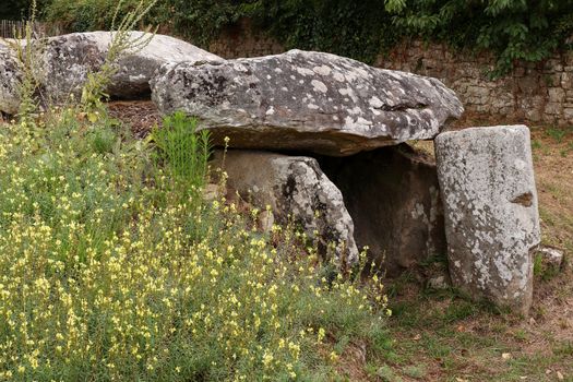 The gallery grave - dolmen -  of Mané Rutual, also Mané Rutuel or Mané Rethual is one of the main megalithic buildings in the Gulf of Morbihan in the Brittany.