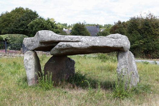 Dolmen of Botlann - megalithic monument in Erdeven village, Brittany, France