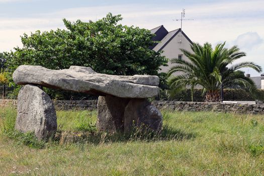 Dolmen of Botlann - megalithic monument in Erdeven village, Brittany, France