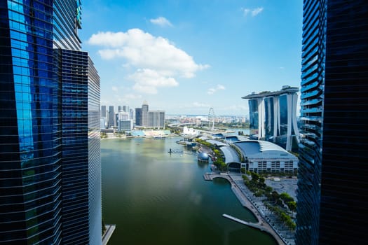 View towards Marina Bay from Central Area elevated in Singapore