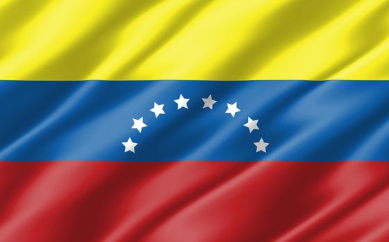 Silk wavy flag of Venezuela graphic. Wavy Venezuelan flag 3D illustration. Rippled Venezuela country flag is a symbol of freedom, patriotism and independence.