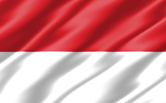 Silk wavy flag of Indonesia graphic. Wavy Indonesian flag 3D illustration. Rippled Indonesia country flag is a symbol of freedom, patriotism and independence.