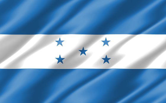 Silk wavy flag of Honduras graphic. Wavy Honduran flag 3D illustration. Rippled Honduras country flag is a symbol of freedom, patriotism and independence.