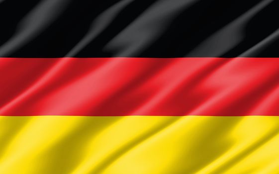 Silk wavy flag of Germany graphic. Wavy German flag 3D illustration. Rippled Germany country flag is a symbol of freedom, patriotism and independence.