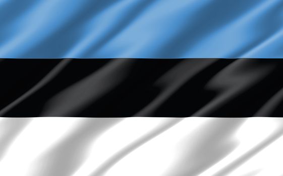 Silk wavy flag of Estonia graphic. Wavy Estonian flag 3D illustration. Rippled Estonia country flag is a symbol of freedom, patriotism and independence.