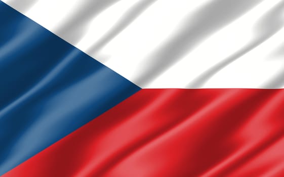 Silk wavy flag of Czech Republic graphic. Wavy Czechia flag 3D illustration. Rippled Czech Republic country flag is a symbol of freedom, patriotism and independence.