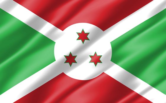 Silk wavy flag of Burundi graphic. Wavy Burundian flag 3D illustration. Rippled Burundi country flag is a symbol of freedom, patriotism and independence.