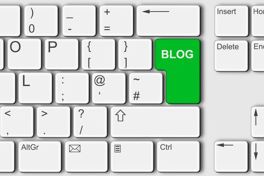 A Blog concept PC computer keyboard 3d illustration green