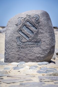 Cape Cross, Namibia, November 2012: Diogo Cao landmark stone at Cape Cross or Cabo da Cruz in Namibia