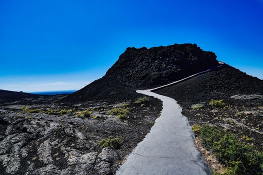 Splatter Cone with hiking path at Craters of the Moon National Park.