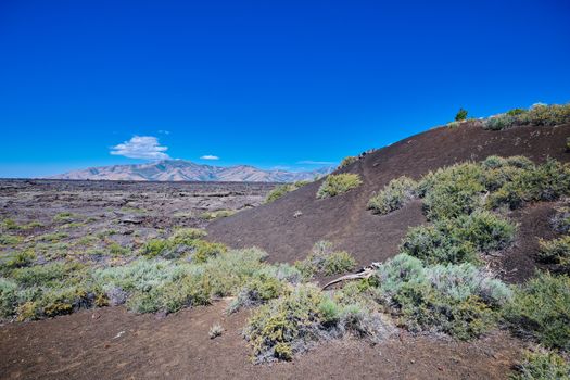 Cinder Cone with the Pioneer Mountains in the background at Craters of the Moon National Park.