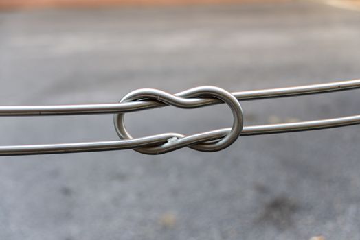 detail of a public iron railing for pedestrians