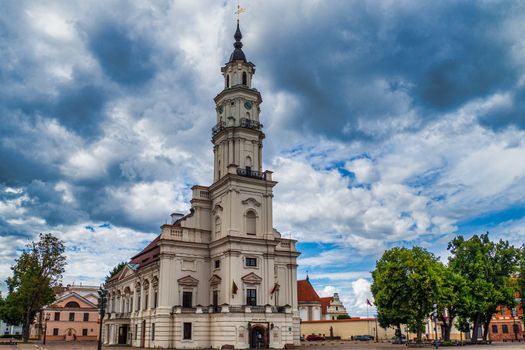 City Hall in Old Town. Town Hall of Kaunas, Lithuania.